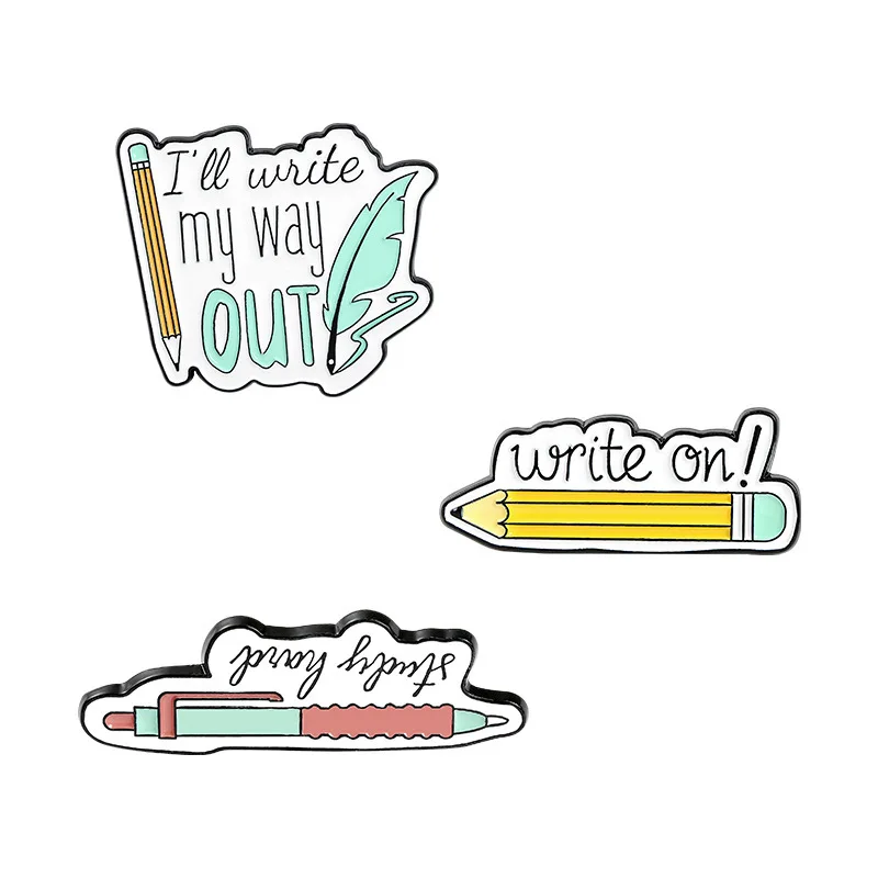 

Pencil Enamel Pin Badge Custom Write On Brooches Lapel pin Jeans shirt Bag Cute Stationery Jewelry Gift
