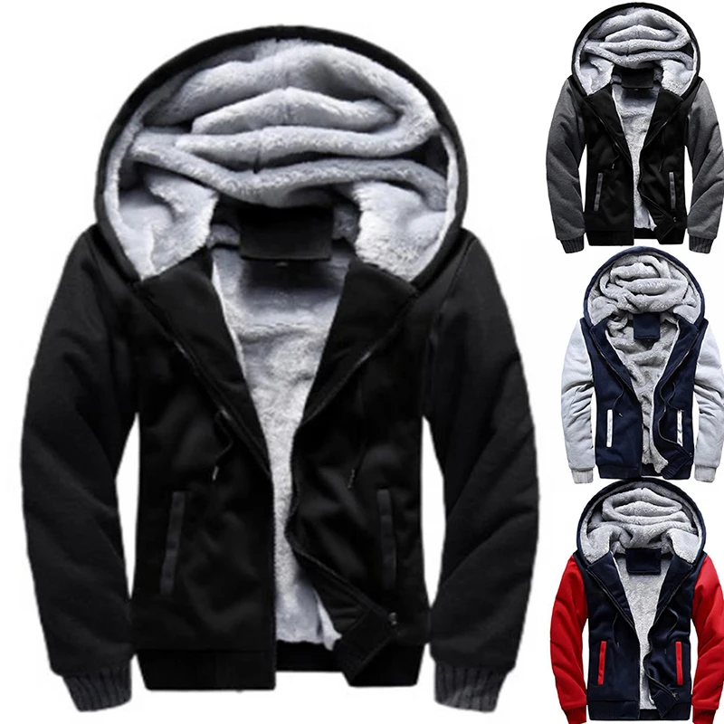 

Men Jacket Coat Outwear Winter Slim Hoodie Warm Hooded Tracksuits Stylish Fashion Design Burst Hooded Coat