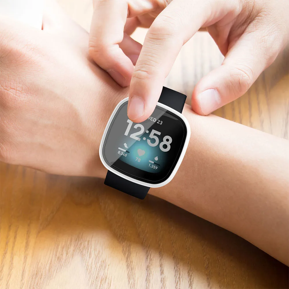 Matte Protective Case for Fitbit versa 3/Sense Cover Screen Protector Full Protective Shell for Versa 3/Sense Accessorie