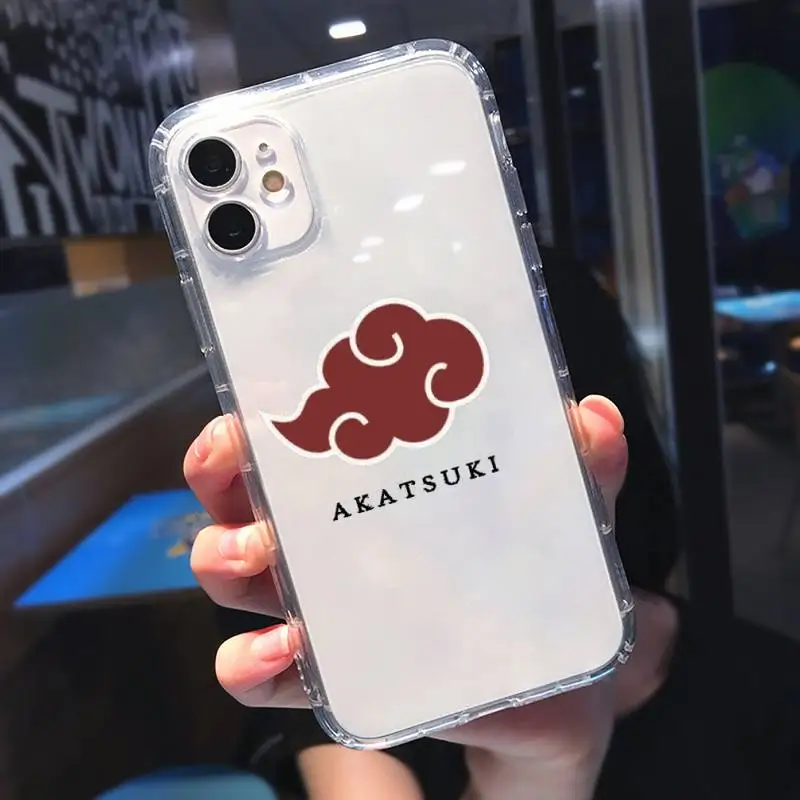 

Naruto Red cloud logo Phone Case Transparent soft For iphone 5 5s 5c se 6 6s 7 8 11 12 plus mini x xs xr pro max