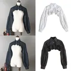 Женский съемный ложный воротник, накладной воротник с длинным рукавом, пышный полутоп, блузка с оборками, свитер с золотыми пуговицами, декоративный воротник рубашки