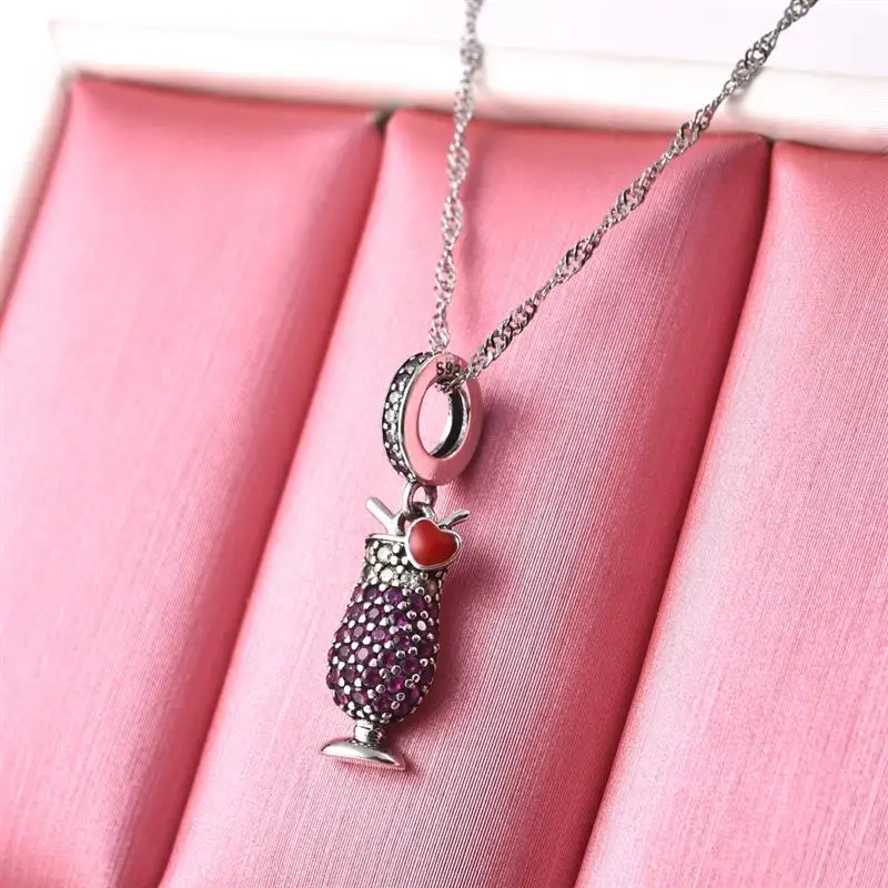 DALARAN 925 пробы серебро CZ Прозрачный коктейль Висячие Подвески для вечерние Подвески для изготовления украшений подходят Diy браслет ожерелье