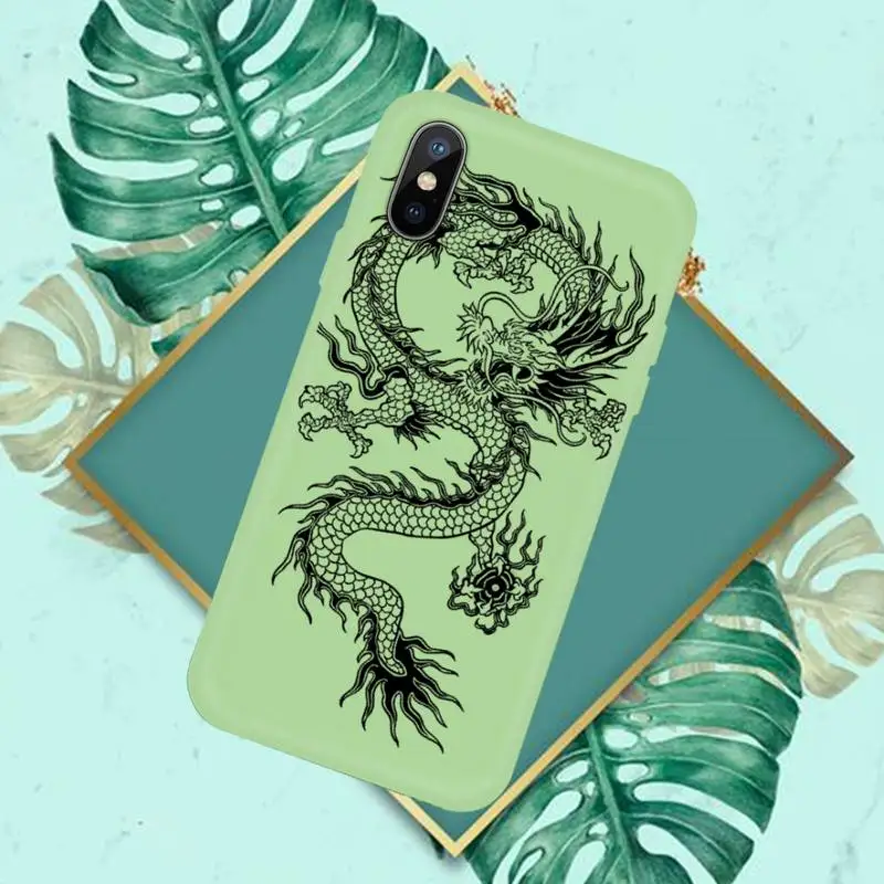 

Art Dragon fashion black Phone Case Candy Color for iPhone 11 12 pro XS MAX 8 7 6 6S Plus X SE 2020 XR