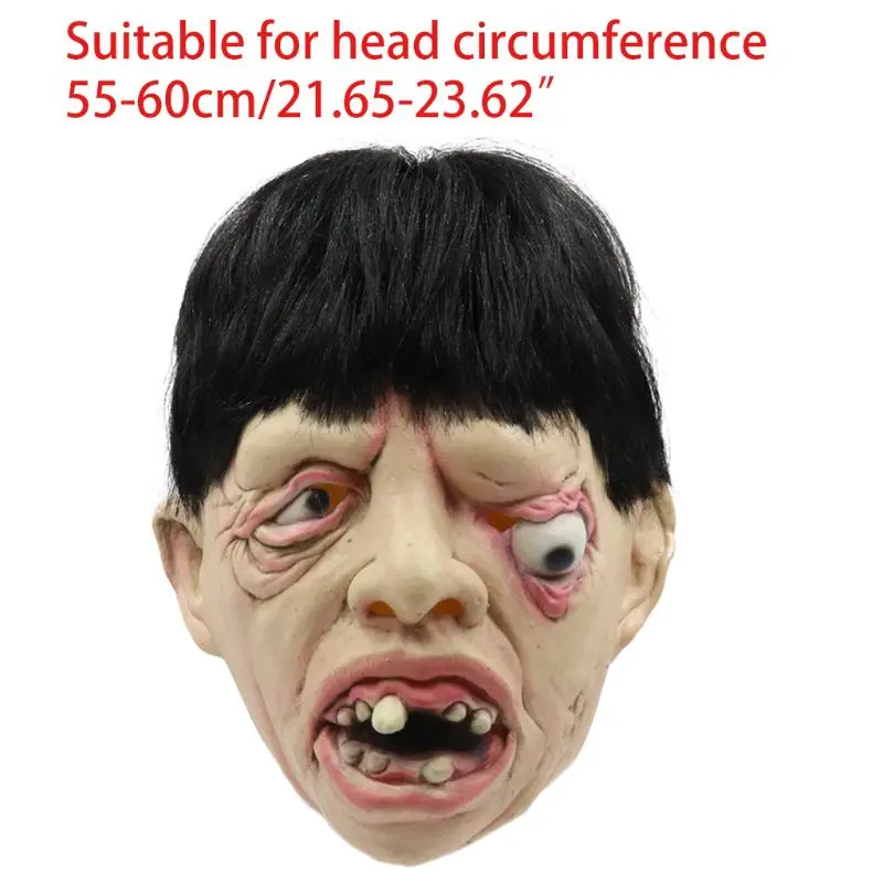 

Halloween Full Head Latex Mask with Wig Scary One-Eyed Zombie Cosplay Costume
