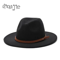 2021 simple women men wool vintage gangster trilby felt fedora hat with wide brim gentleman elegant lady winter autumn jazz caps