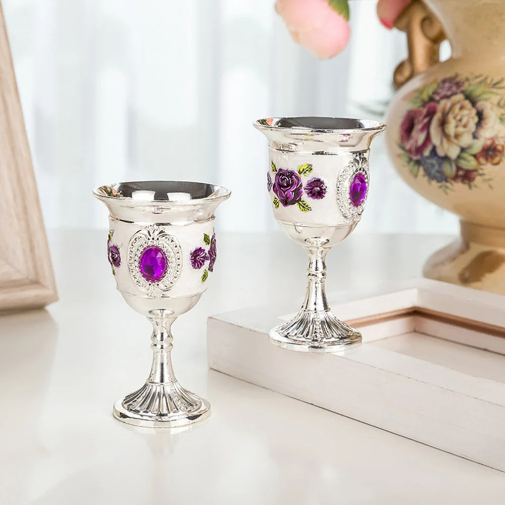 Инкрустация стильный бокал из цинкового сплава резной белый стеклянный стержень