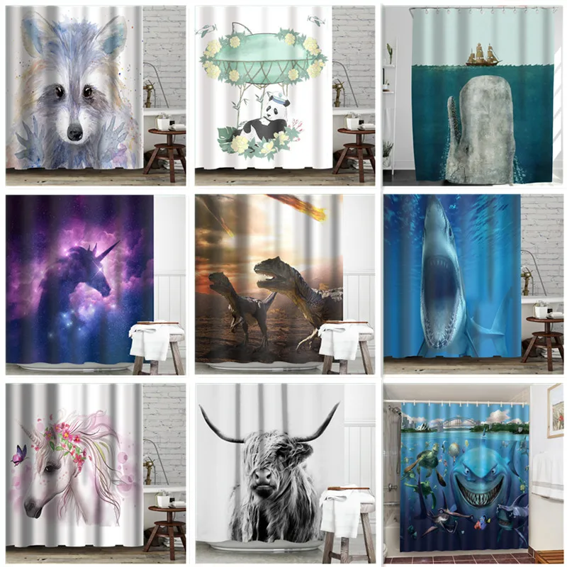 

Wax Painting Civet Cat Shower Curtains Animal For Bathroom Decoration Screen Polyester Fabric Waterproof Nordic Home Decor tende