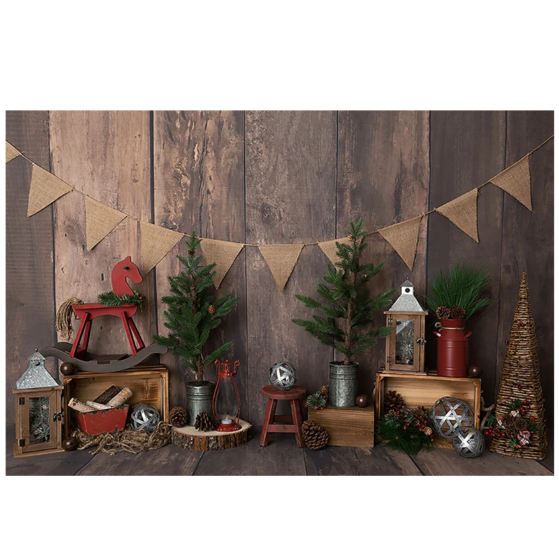 Рождественский фон Mehofond темно-коричневый деревянный пол настенная елка Детская