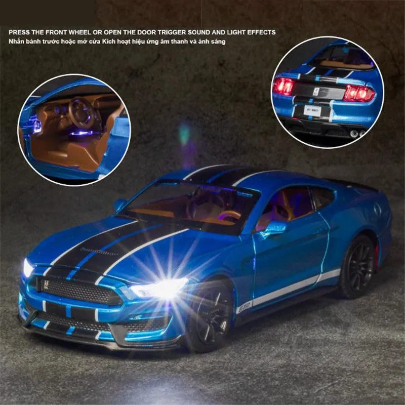 

1:32 Mustang Shelby GT350 Alloy Car Toy Model A Modified Car Model Pull Back Flashing Children's Toy Gift Free Shipping