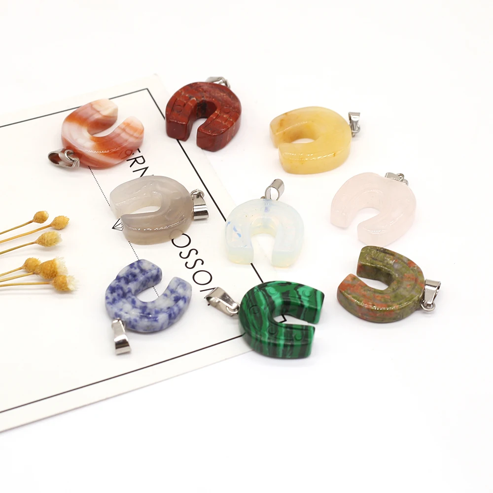 

2 шт. изысканные подвески в форме подковы из натурального камня для самостоятельного изготовления ювелирных изделий, ожерелий, браслетов, с...