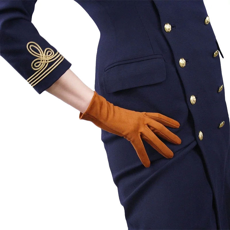 Замшевые перчатки 21 см коричневые матовые замшевые с эффектом эмуляции кожи