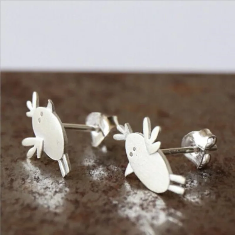

New Exquisite Cute Animal 925 Sterling Silver Fashion Jewelry Simple Creative Bird Female Anti-allergic Stud Earrings E112
