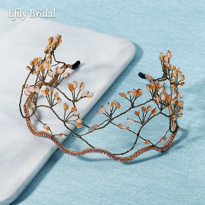 

Efily Handmade Crystal Crown Women Wedding Hair Accessories Bridal Tiara Bride Headpiece Rhinestone Hair Jewelry Bridesmaid Gift