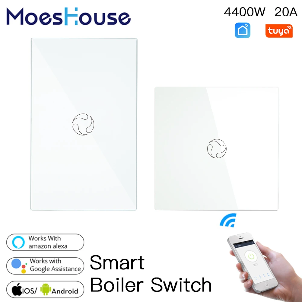 

WiFi Smart Boiler Switch Water Heater Smart Life Tuya APP Remote Control Amazon Alexa Echo Google Home Voice Control Glass Panel