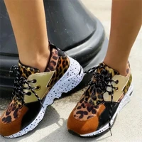 spring ladies sports sneakers casual soft comfortable shoes women mixed colors flat leopard lace up sneakers plus size autumn