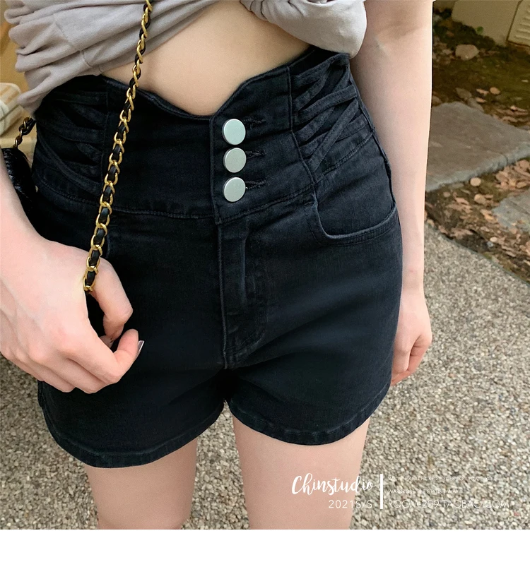 

ZCSMLL Customized design sense high waist tight denim shorts women summer 2021 new slim hot pants