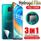 Гидрогелевая пленка 3 в 1 для передней + задней + камеры Xiaomi Redmi Note 7 8 9 Pro Max 9 s 8t 7s, Защитная пленка для экрана Redmy Note9, защитная пленка HD