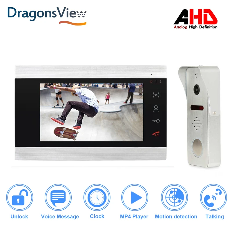 Dragonsview 7 дюймов внутренний монитор проводной видео домофон с записью движения