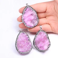 natural stone pendant irregular shaped crystal cluster fine flash charms for jewelry making diy bracelet necklace accessories