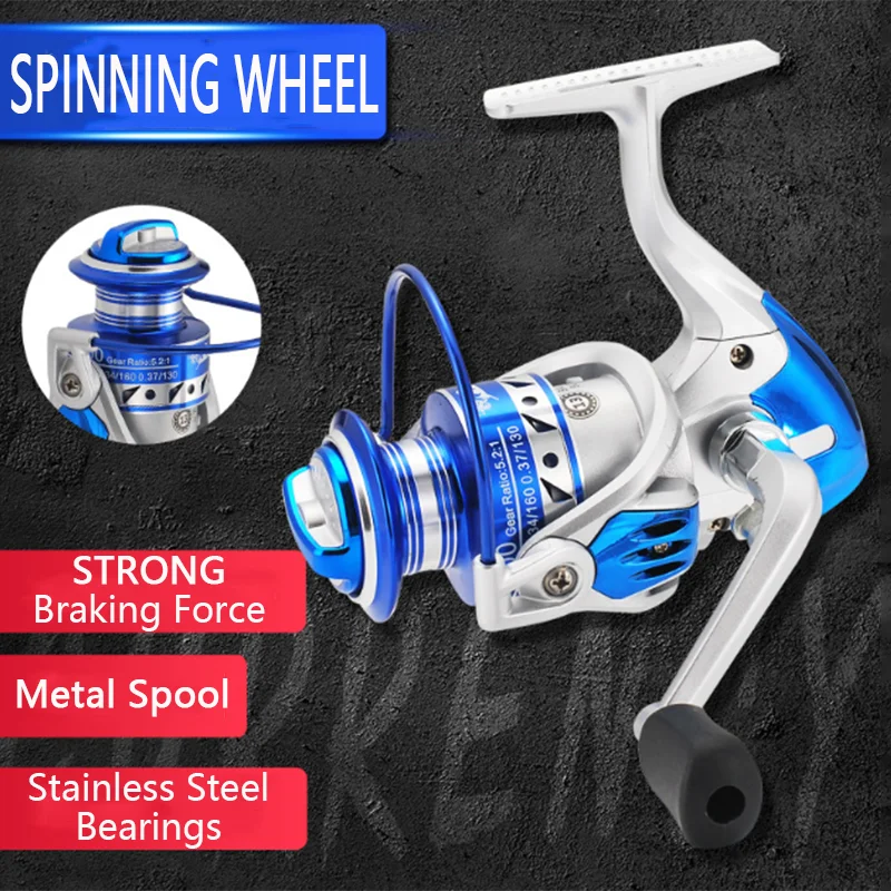 

Spinning Wheel KS/KM1000-7000 Fishing Reel Metal High Quality Bearing Speed Ratio 5.2:1 Strong Braking Fishing Accessories Pesca