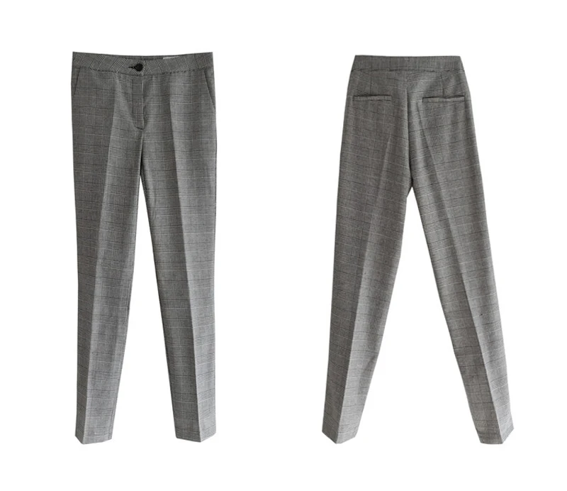 Mozuleva винтажный клетчатый двубортный Женский блейзер костюм набор тонкие женские