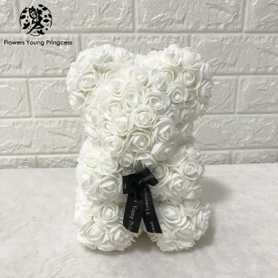 

DIY 25 cm Teddy Rose Bear With Box Artificial PE Flower Bear Rose Valentine's Day For Girlfriend Women Wife Mother's Day Gifts