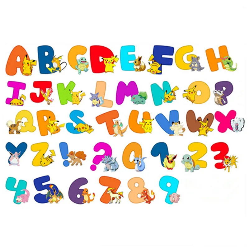 Английские буквы мультфильм игра наклейки Карманный Монстр Пикачу 3d Виниловые