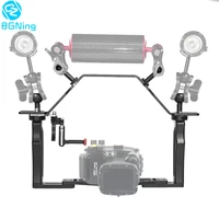 bgning aluminium underwater slr camera stand support holder dual handheld tray bracket with top handle shutter trigger mount kit