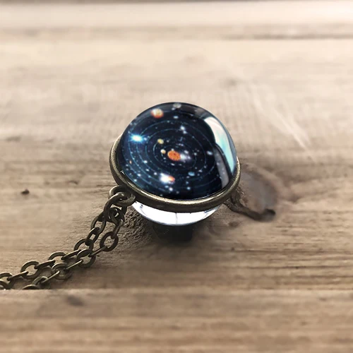 Women Fashion Double-sided Glass Ball Pendant Time Gem Universe Handmade Custom Planet Necklace Christmas Gift Drop Shipping | Украшения и