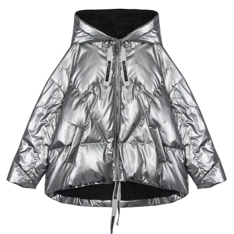 Глянцевая зимняя женская куртка 2020 короткая парка mujer пальто Женская свободная
