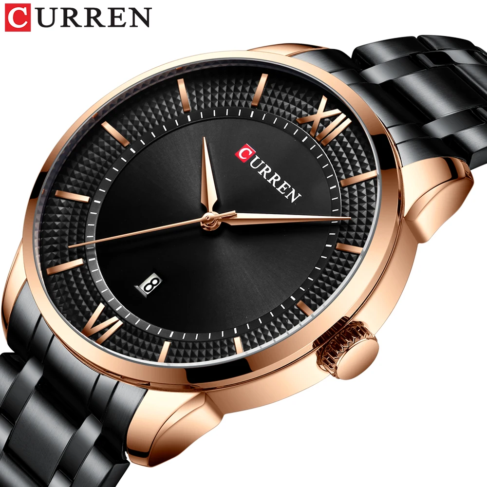 

CURREN 2019 autumn new ring pattern design men's watch, high-end atmosphere unique watch, quartz waterproof watch