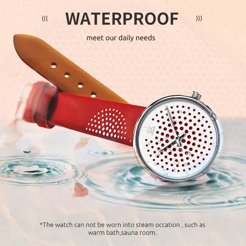 

2021 Watches Women Watch Red Vintage Leather Fashion Brand Female Hollow Watchwrist Fashion Ladies Quartz Clock montre femme New