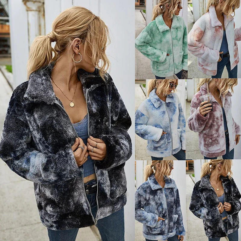

Autumn Winter Women Faux Fur Coat Warm Soft Zipper Plush Overcoat Jacket Loose Style Plus Size Teddy Coat