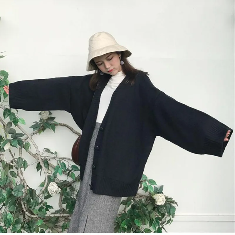 

2020 New Large Size Sweater Cardigan Women Spring and Autumn Wild Loose Long Sleeve Knitted Cardigan Jacket Student Coat NS2193