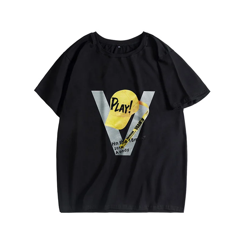 

New 2021 Classic Big Letter Print Oversized T Shirt Loose Men T-shirt Fat man Tops Crew Neck Cotton Casual Tee Shirt Clothes