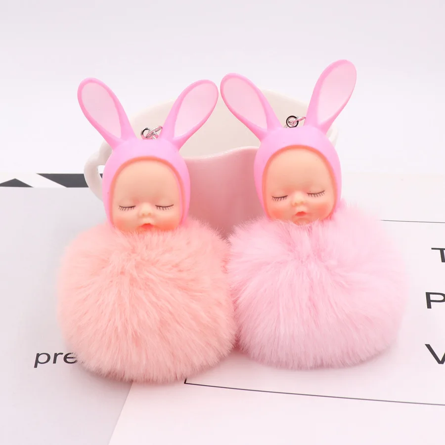 Брелок для ключей с милыми кроличьими ушками пушистый автомобильный брелок