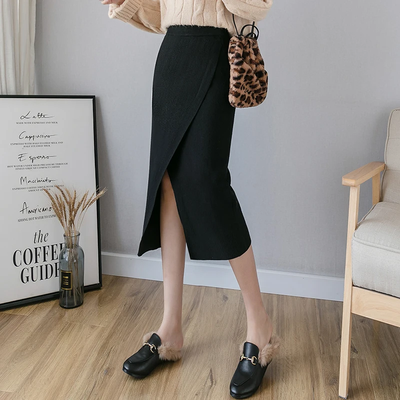 

Autumn Winter Formal High-Waist Women Skirt 2020 Office Lady Mid-Calf Length Straight Women's Skirt Elegant White Skirt Femme
