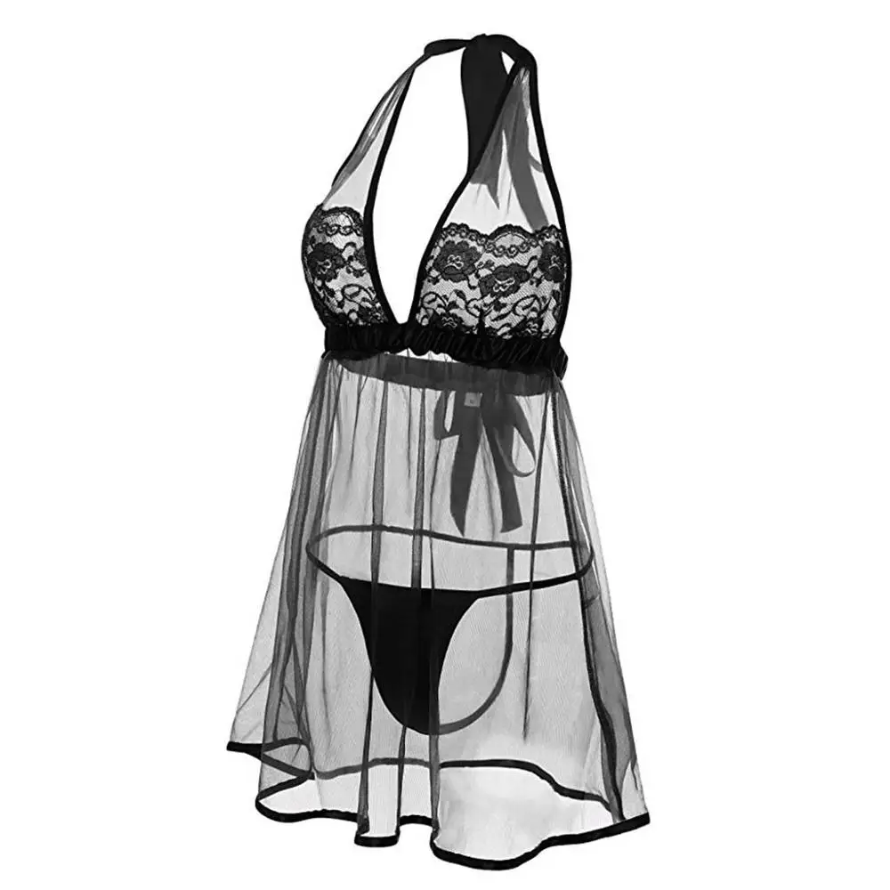 Сексуальное кружевное белье с лямкой на шее Lenceria Mujer Babydoll Porno нижнее Белье для сна
