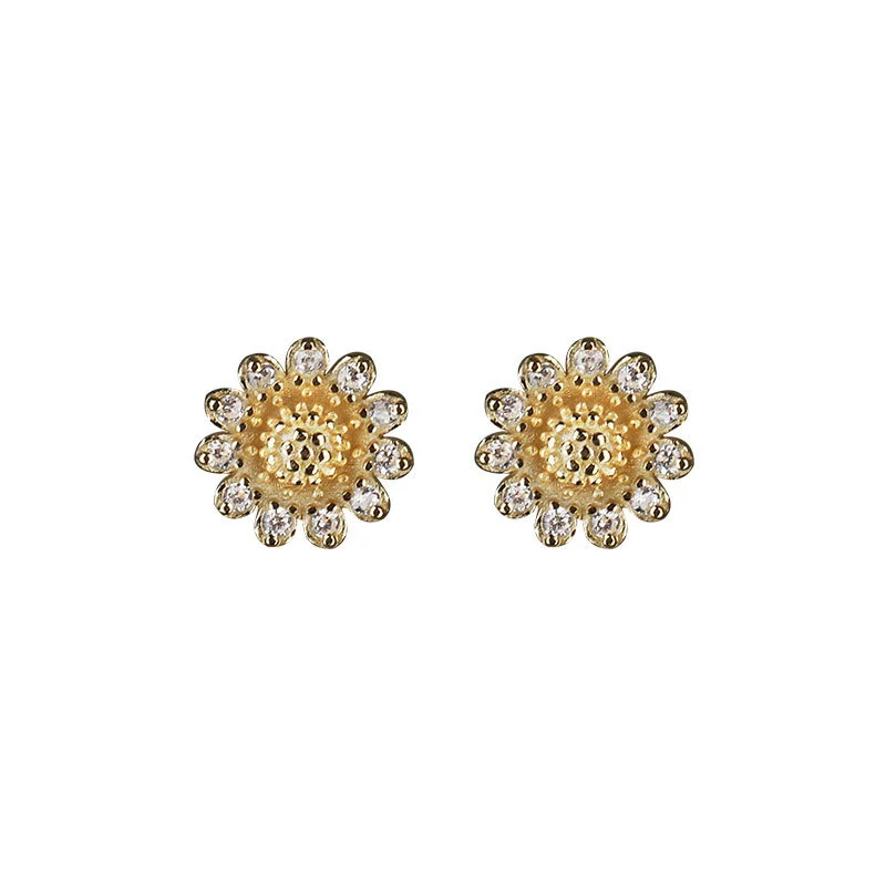 

925 Sterling Silver Summer Sunflower Daisy Stud Earrings Gift For Women Minimalist Designer Large Earing Accessories Jewellery