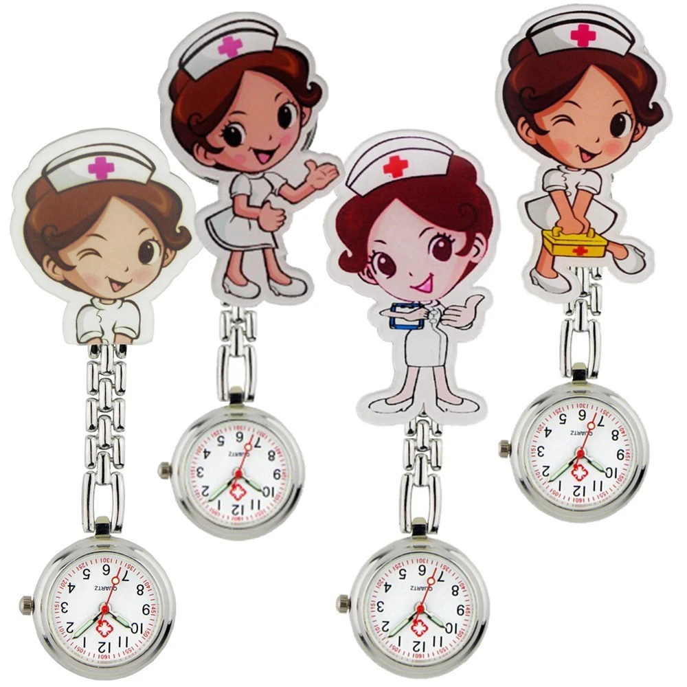 

lovely cartoon smile cute nurse doctor hang clips FOB pocket watches for hospital medical women mens office gift clock