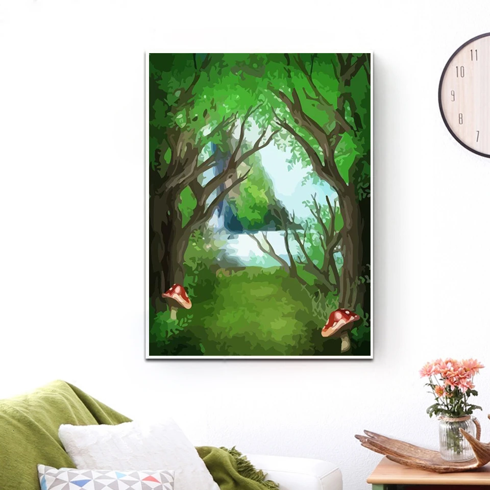 AZQSD Unframe DIY масляная краска ing по номерам пейзаж украшение дома акриловая окраска