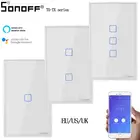 Настенный светильник ключатель света Sonoff T0US EU UK, беспроводной сенсорный выключатель Wi-Fi, дистанционное управление для умного дома, голосовое управление, работает с Alexa Google Home
