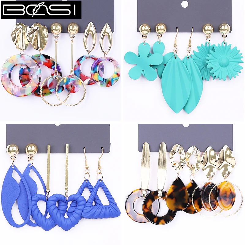 

BOSI acrylic set earrings fashion jewelry long earrings set for women minimalist drop earrings boho simple earring wholesale new