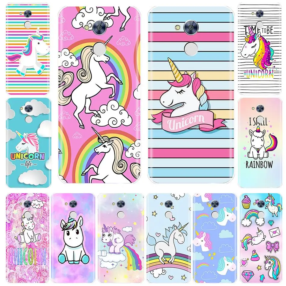 

Phone Case For Huawei Honor 4C 5C 6C 6A Pro Soft Silicone TPU Cute Rainbow Unicorn Painted Cover Huawei Honor 4X 5A 5X 6 6X 5C