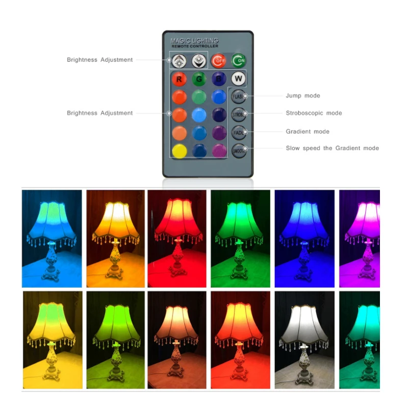 

RGB BULB led 3W seven color remote control 24 key bulbs energy-saving indoor lamps, household lights