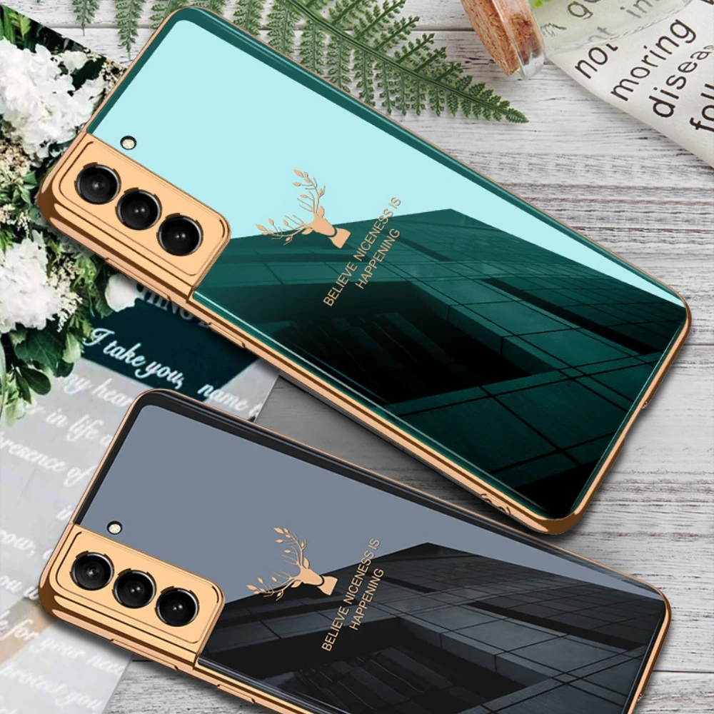 

Luxury Plating TPU HD Tempered Glass phone case for Samsung Galaxy S8 S8 Plus S10 Plus S10 4G 10G Full Protect Camera Lens Cover