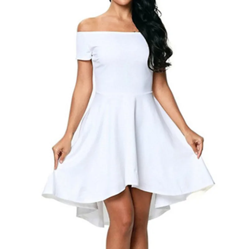 Женские с открытыми плечами коротким рукавом высокая низкая платья Лидер продаж