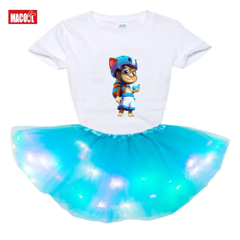 Gorgeous Girls LED Light Dress Party Wear Tutu Tulle Infant Christening Gowns Children's Princess Dresses for Girl Evening Dress
