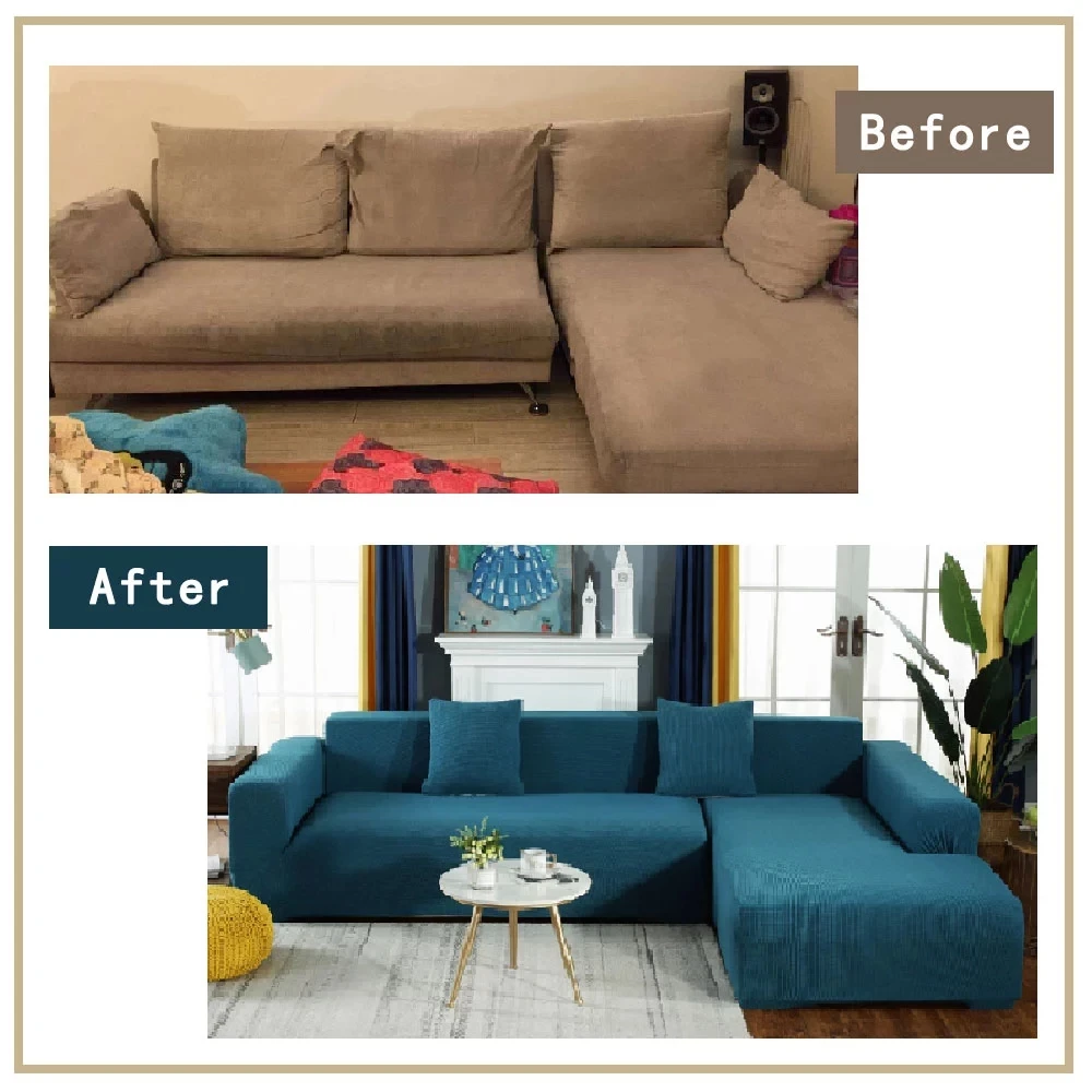 

Plush Fabirc Elastic Sofa Cover Solid L Shape Sofa Covers Velvet for Living Room Stretch Slipcover Couch Cover Sofa