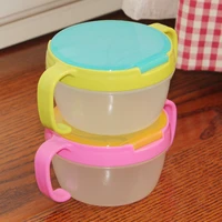 overflow proof storage rack feeding bowl baby food snack catcher with cover handle